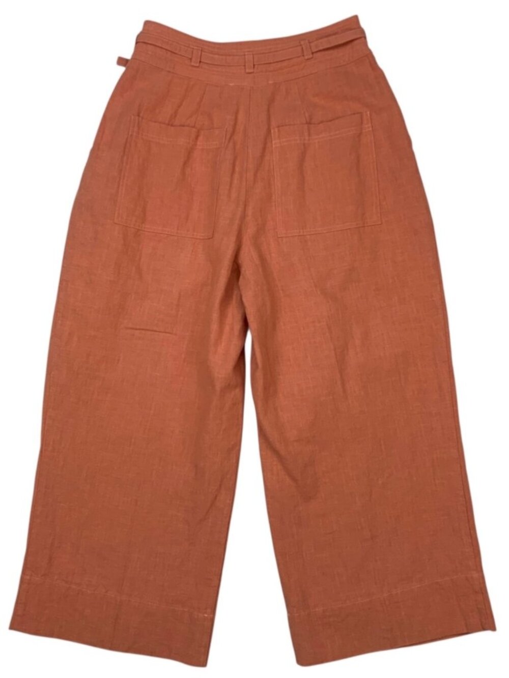 Anthropologie En Saison Jasper Pant XS Coral Wide Leg High Rise Belted - Picture 8 of 16